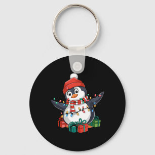 Penguin Santa Lights Christmas - Penguin Lover Key Ring