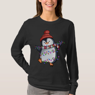 Penguin Santa Lights Christmas Pyjamas Cute Pengui T-Shirt