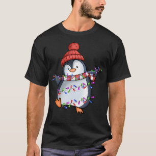Penguin Santa Lights Christmas 	s Cute Penguins Xm T-Shirt