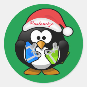 Penguin Santa  Thunder_Cove  Classic Round Sticker