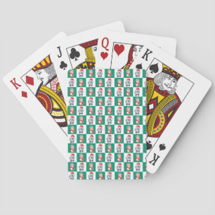 Penguin Santa watercolor Merry Christmas pattern Playing Cards