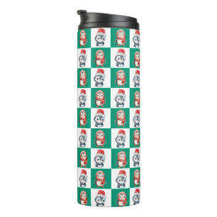 Penguin Santa watercolor Merry Christmas pattern Thermal Tumbler