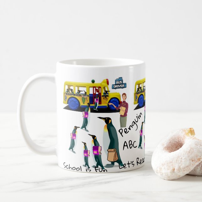 Penguin School Bus Driver Teacher Mug (With Donut)