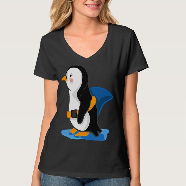 Penguin shark fin  illustration T-Shirt (Front)