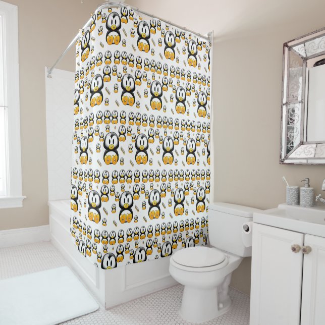Penguin shower curtain (In Situ)