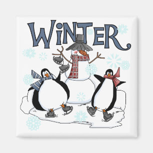Penguin Skating Holiday Tshirts and Gifts Magnet
