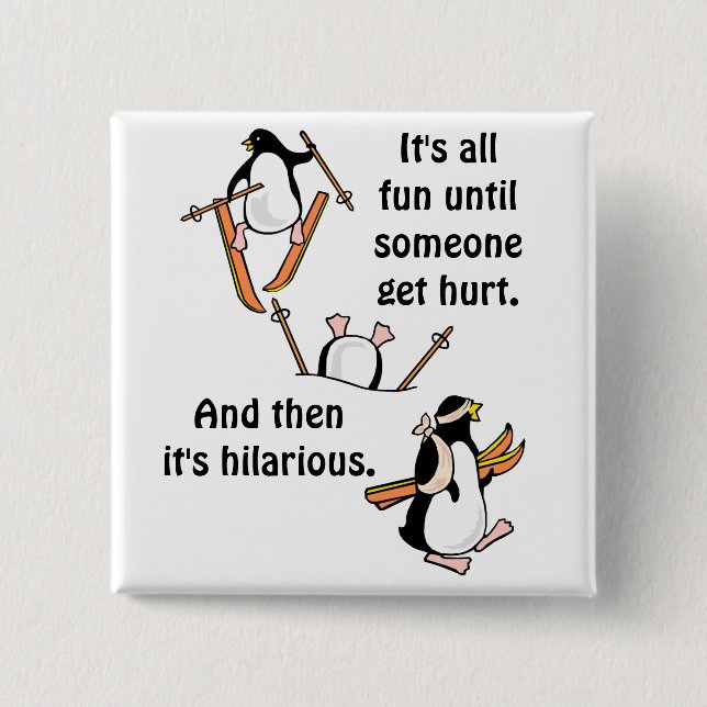 Penguin Ski Adventure 15 Cm Square Badge (Front)