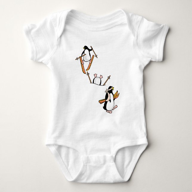 Penguin Ski Adventure Baby Bodysuit (Front)