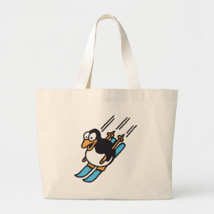 penguin ski large tote bag