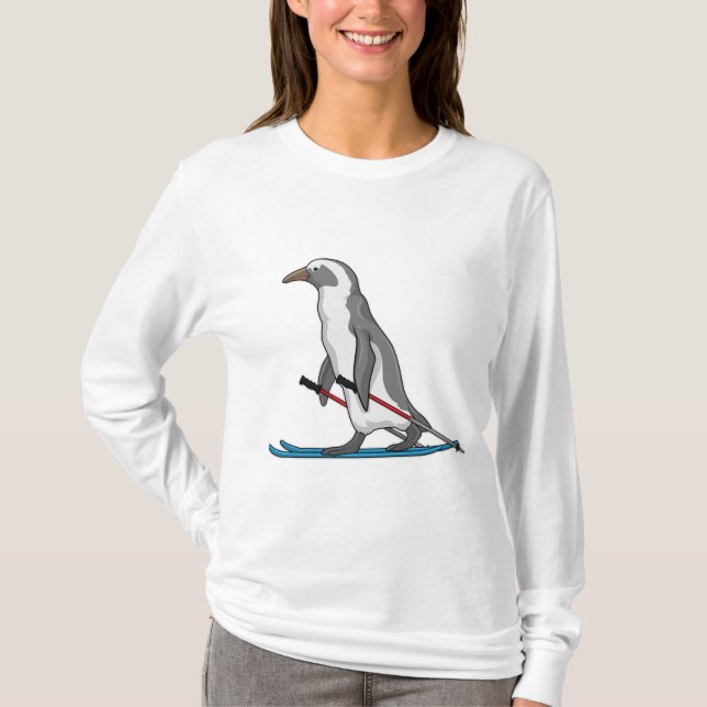 Penguin Skier Ski T-Shirt (Front)
