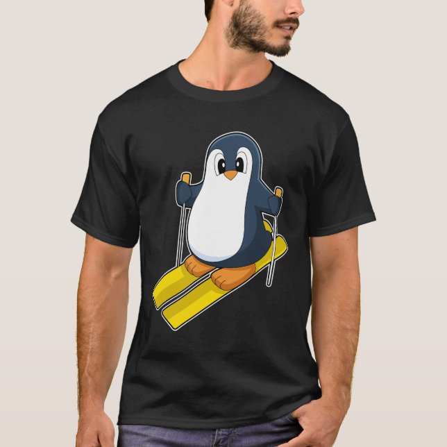 Penguin Skier Ski Winter sports T-Shirt (Front)