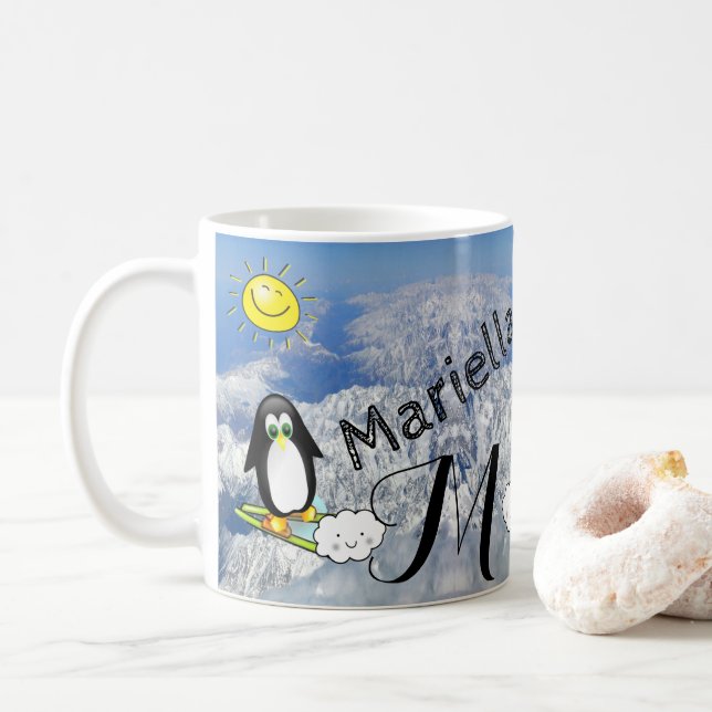 Penguin Skiing Sun Mug (With Donut)
