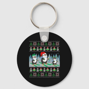 Penguin Skiing Ugly Christmas Sweater Sports Pengu Key Ring