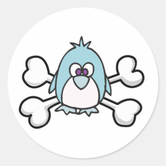 penguin Skull and Crossbones Classic Round Sticker