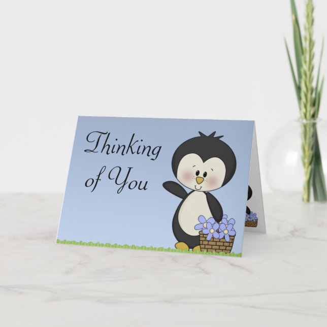 Penguin Smiles Thinking Of You Hope Card (Front)