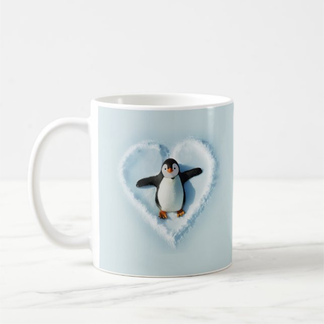 Penguin Snow Heart Coffee Mug (Left)