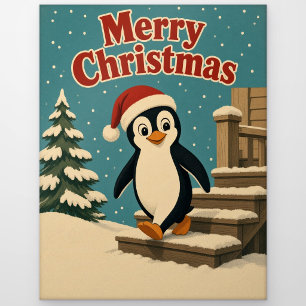 Penguin Snow Step Animal Christmas Postcard