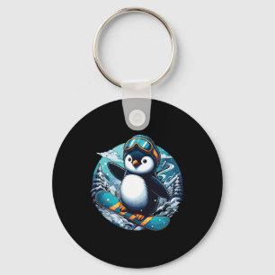 Penguin Snowboard Apparel Snowboarding Snowboarder Key Ring