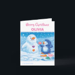 Penguin & Snowman medium Christmas card<br><div class="desc">Penguin & Snowman medium Christmas card.
From the picture book featuring Ping Ping the penguin. Here he's having fun building his own individual snowperson.
Available in other sizes - this one is MEDIUM!</div>