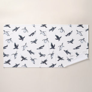 Penguin Squadron Ocean Art Design Bath Towel