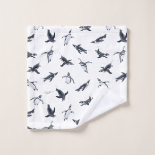 Penguin Squadron Ocean Art Design Wash Cloth