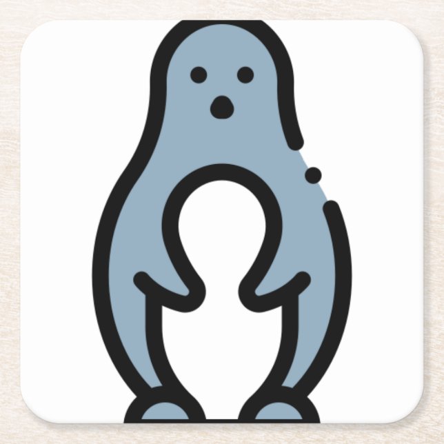 Penguin Square Paper Coaster (Front)