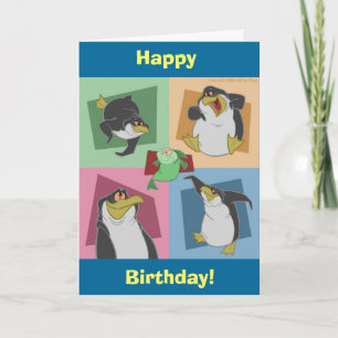 Penguin Squares Birthday Card