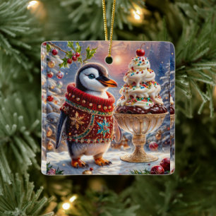 Penguin Sundae Christmas Ornament