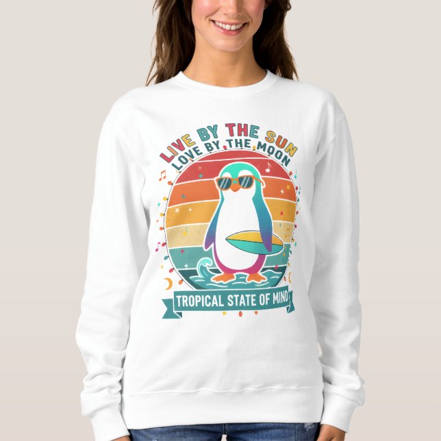 Penguin Surfer Long Sleeve Sweatshirt (Front)