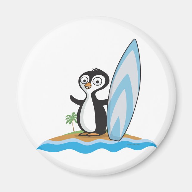 Penguin Surfer Magnet (Front)