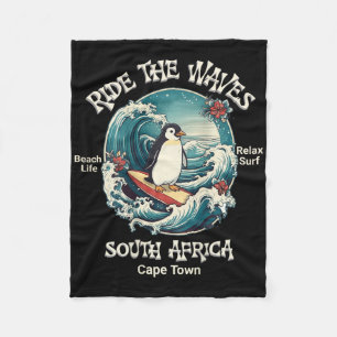 Penguin Surfing Waves South Africa Cape Cod Surfs Fleece Blanket