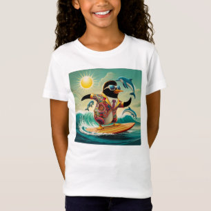 Penguin surfing with friends  T-Shirt