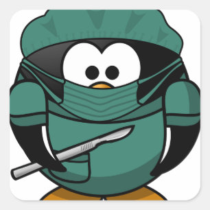 Penguin Surgeon Square Sticker