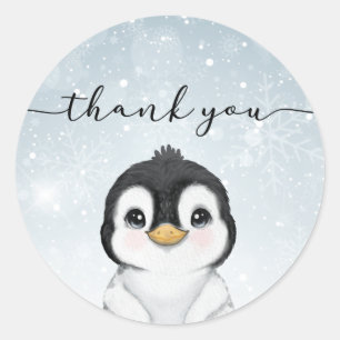 Penguin Thank you Favour Classic Round Sticker