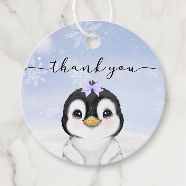 Penguin Thank you Favour Tags (Front)