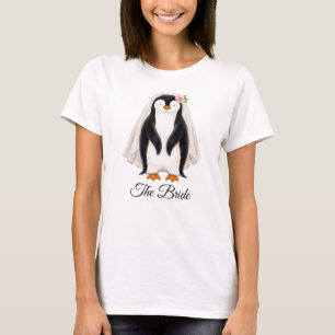 Penguin The Bride Personalised White Bachelorette T-Shirt