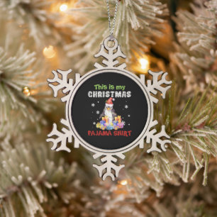 Penguin This Is My Christmas Pajama Shirt Snowflake Pewter Christmas Ornament