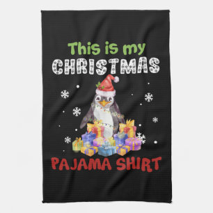 Penguin This Is My Christmas Pajama Shirt Tea Towel