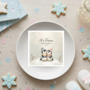 Penguin Twins Baby Shower Winter Theme Boy Girl  Napkin