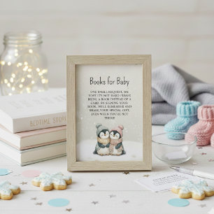 Penguin Twins books for Baby Shower Enclosure Card