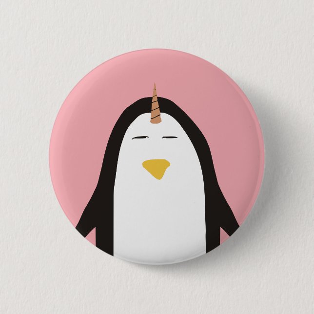 Penguin unicorn 6 cm round badge (Front)