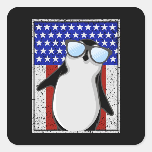 Penguin USA Flag Square Sticker (Front)