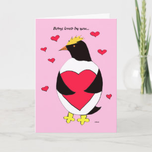 Penguin Valentine -- Cool Heart Penguin Holiday Card