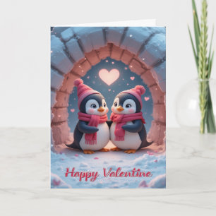 Penguin Valentine Cute Winter Love Couple Card