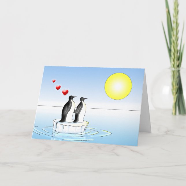 penguin valentine holiday card (Front)