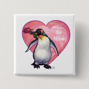 Penguin Valentine's Day 15 Cm Square Badge