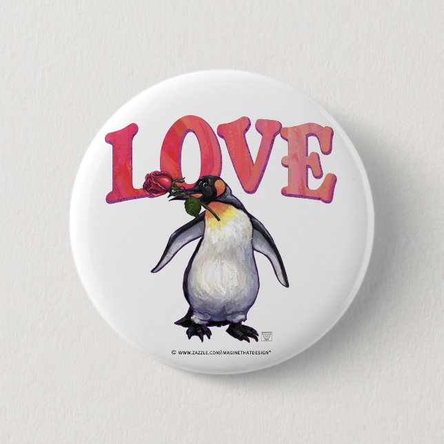 Penguin Valentine's Day 6 Cm Round Badge (Front)