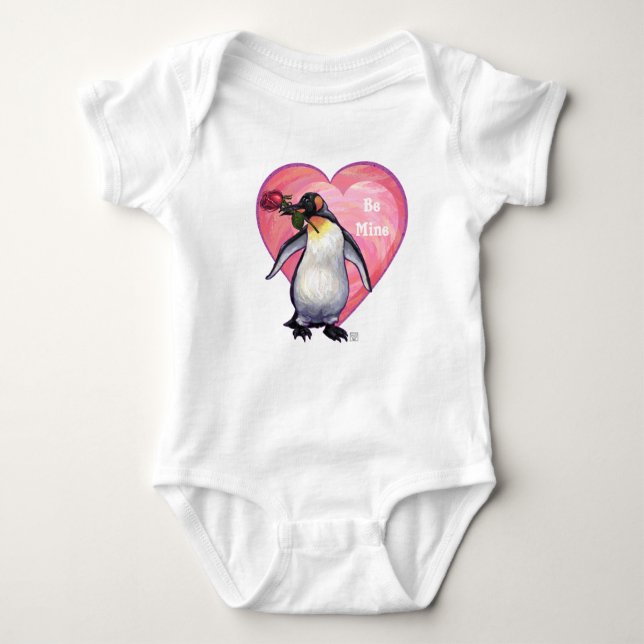 Penguin Valentine's Day Baby Bodysuit (Front)