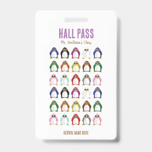 Penguin Variety Hall Pass Badge ID Badge