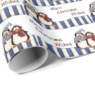 Penguin Warm Christmas Wishes Wrapping Paper